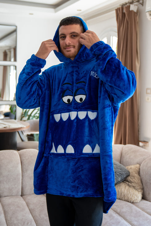 Snuggs Blanket Hoodie Royal Blue Monster